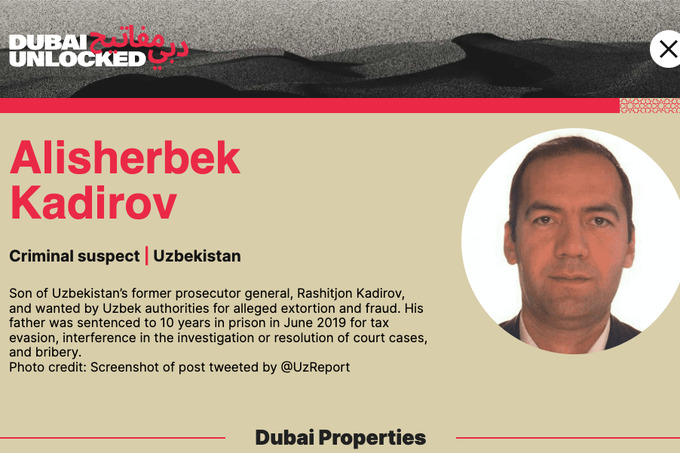 Dubai Unlocked surishtiruvi: O‘zbekiston sobiq bosh prokurori o‘g‘lining Dubayda 8 mln dollarlik ko‘chmas mulki bor